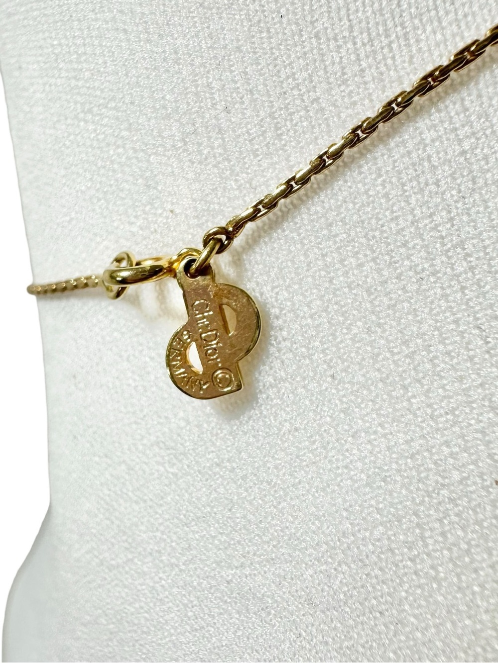 Christian Dior Gold & Crystal “CD” Initials Engraved Vintage Necklace - Picture 13 of 14